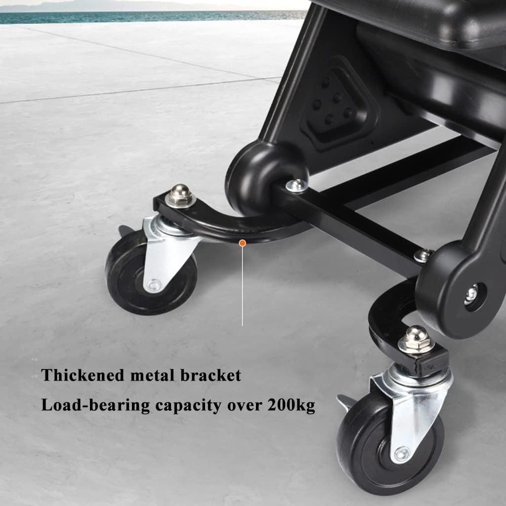Rolling Garage Stool With Tool Tray – Adjustable Height 19.69-25in, 330LB Capacity, 360° Wheels For Mechanics